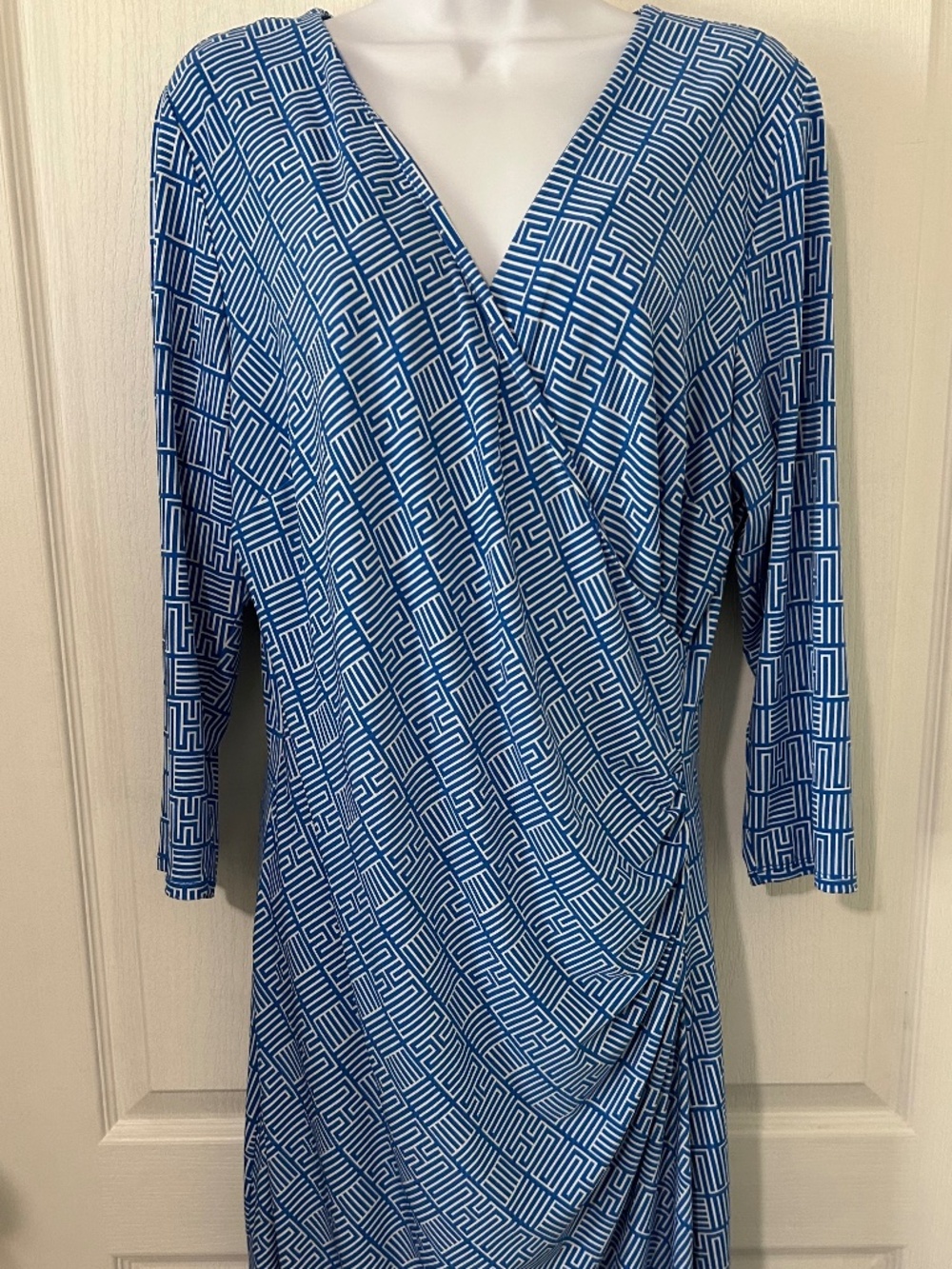 Dress Laundry by Design Blue Faux Wrap Sexy Flattering Y2K
